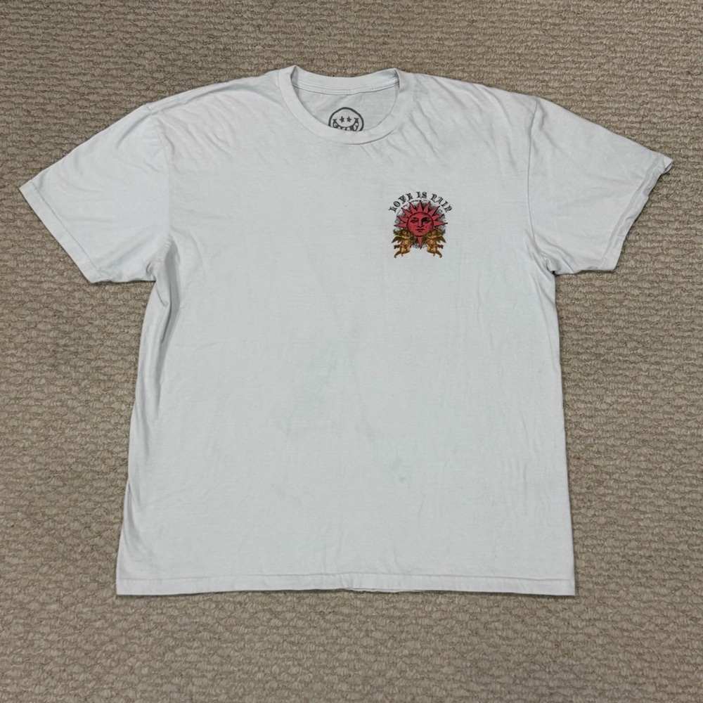 CVLA Shirt Mens Size XL Love Is Pain White Front Back Graphic Cotton Tee-Shirt